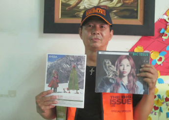 他是三男，台南恩友中心引介的另一位大誌雜誌販售員。